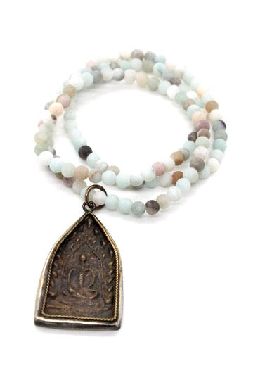Buddha Necklace 52 - Stretch Amazonite Buddha Bracelet/Necklace - One of a Kind -