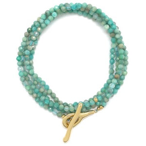 Luxury Faceted Amazonite Stone Long Necklace - N2-2626