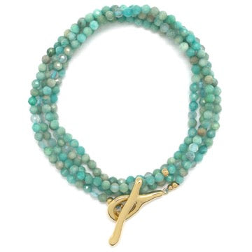 Luxury Faceted Amazonite Stone Long Necklace - N2-2626