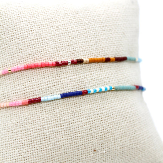 Bundle of Two Colorful Seed Bead Bracelets - B8-037