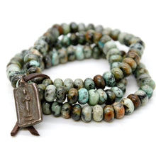 Load image into Gallery viewer, African Turquoise Reversible Buddha Charm Bracelet -Buddha Collection-
