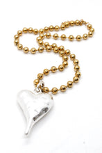 Load image into Gallery viewer, Single Gold Ball Chain Necklace with Silver Puffy Heart Charm N2-S2179g -The Classics Collection-
