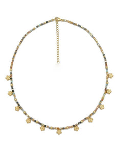 Mini Gold Daisy Semi Precious Stone Necklace N2-2445 -French Flair Collection-