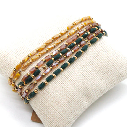 Glass and Gold Stackable Faceted Bracelet -French Flair Collection-