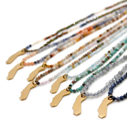 California State Mini Stone Gold Charm Necklace