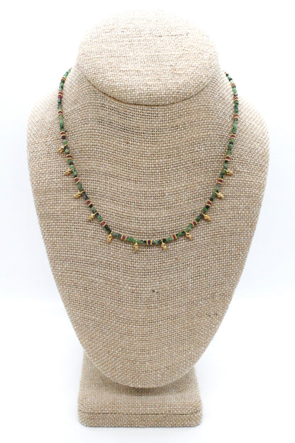 Short Mini Charm Ruby Zoisite Necklace - N2-2611RZ
