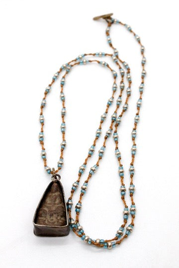 Buddha Necklace 40 - Long Buddha Crochet Necklace - One of a Kind -
