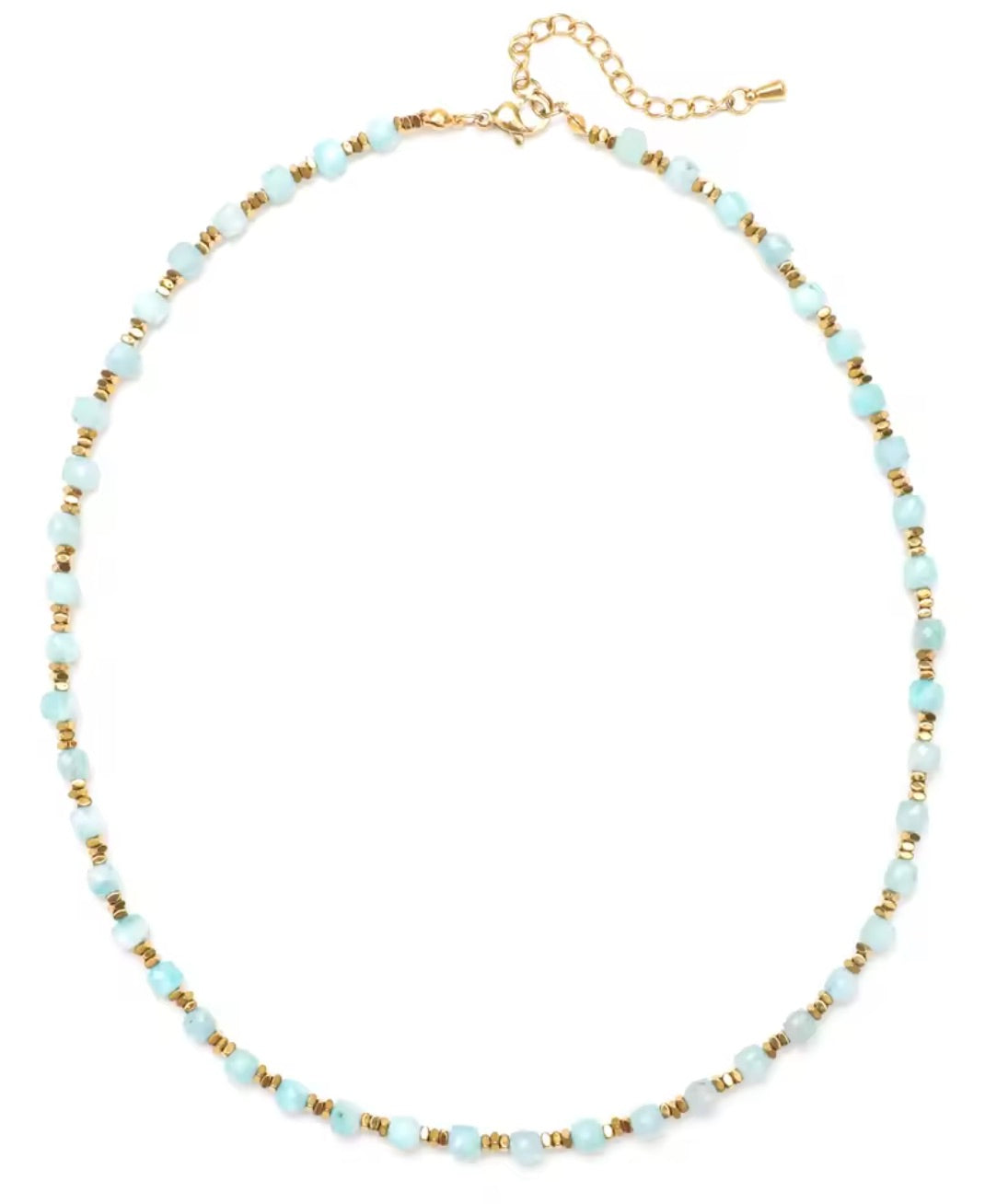 Simple Semi Precious Stone and 24K Gold Plate Necklace- N2-2389