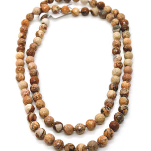 Hand Knotted Faceted Picture Jasper Bead Necklace - NL-JP