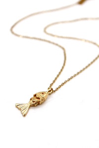 Delicate Small Articulated Gold Fish Necklace - N2-2564sm