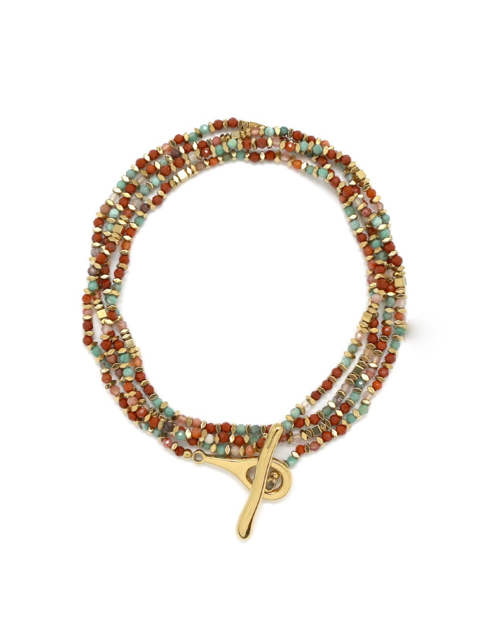 Multi Semi Precious Stone and 24K Gold Plate Bead Necklace or Bracelet - N2-2553
