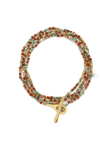 Multi Semi Precious Stone and 24K Gold Plate Bead Necklace or Bracelet - N2-2553
