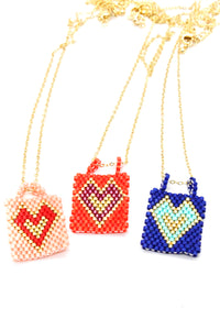 Miyuki Seed Bead Heart Pendant Necklace -Seeds Collection-