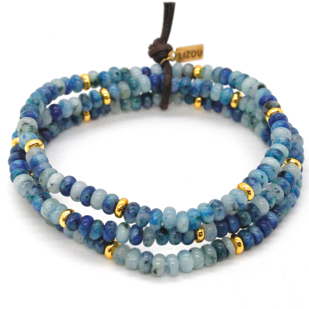 Blue Line Jasper + Gold Bracelet Bundle