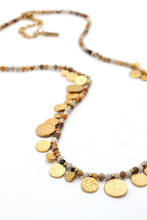 Load image into Gallery viewer, Short Mini Gold Disc Charm Crazy Agate Necklace - N2-2612CA
