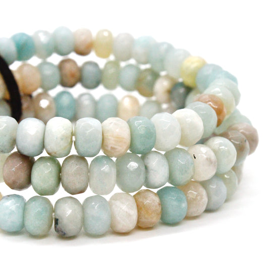 Faceted Amazonite Three Strand Bracelet -Stone Collection- BL-AZ1