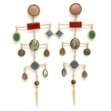 Load image into Gallery viewer, Museum Style Artsy Semi Precious Stone Mobile Earrings - E4-304
