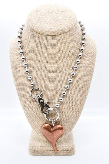 Simple Copper Pendant Convertible Silver Chain Necklace