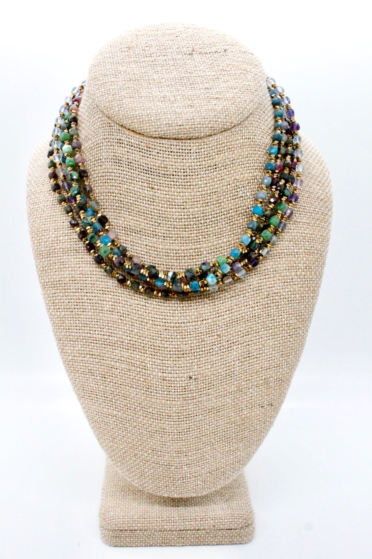 Simple Semi Precious Stone and 24K Gold Plate Necklace- N2-2389