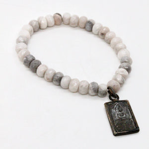 White Lace Agate Buddha Bracelet -Buddha Collection-