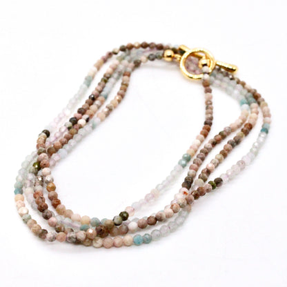Delicate Faceted Mini Semi Precious Stone Mix Beaded Necklace - N9-011