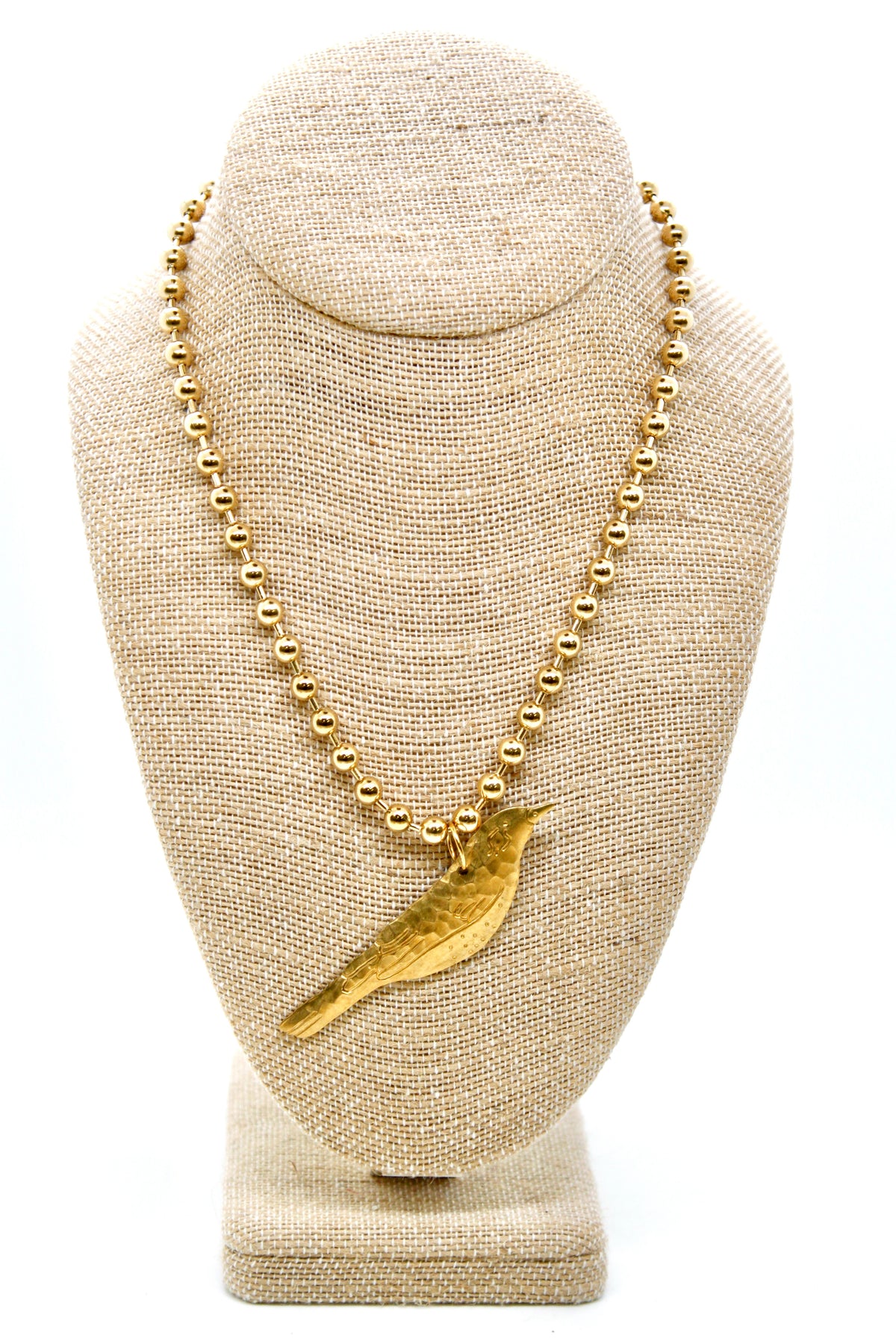 Perched Brass Bird Convertible Gold Chain Necklace