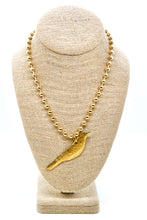 Load image into Gallery viewer, Perched Brass Bird Convertible Gold Chain Necklace

