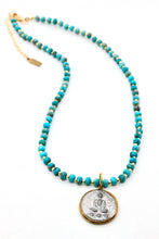Load image into Gallery viewer, Small Two Tone Buddha Charm on Turquoise -Buddha Collection-
