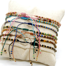 Load image into Gallery viewer, Tiny Faceted Stone and Gold Adjustable Bracelet - B4-031
