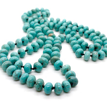 Load image into Gallery viewer, Hand-Knotted Long Turquoise Rondelle Bead Necklace
