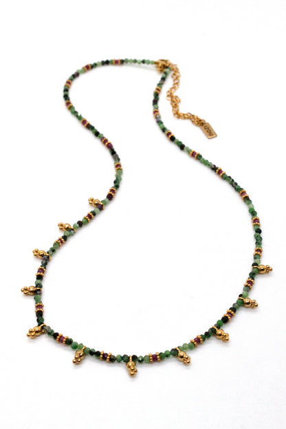 Short Mini Charm Ruby Zoisite Necklace - N2-2611RZ
