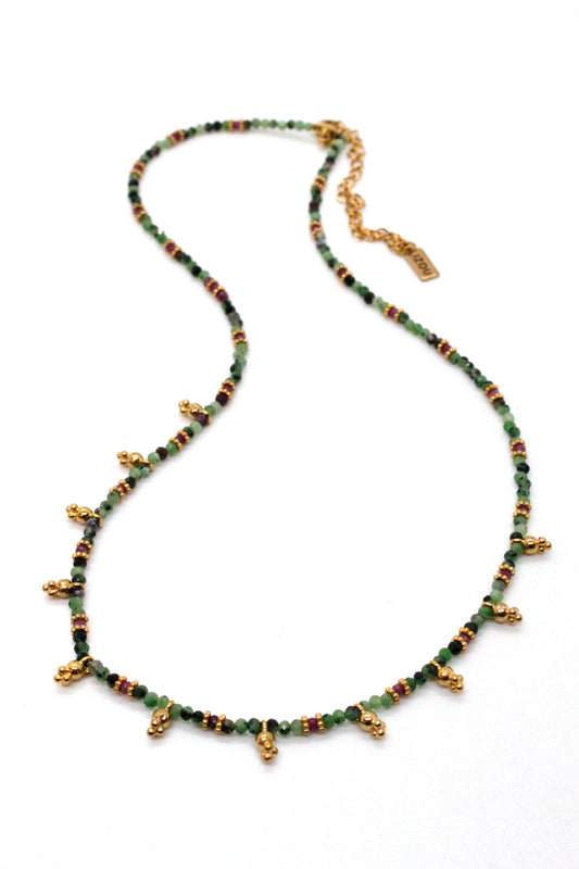 Short Mini Charm Ruby Zoisite Necklace - N2-2611RZ