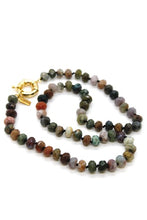 Load image into Gallery viewer, Hand-Knotted Short Faceted Indian Agate Beaded Necklace - NLS-IA
