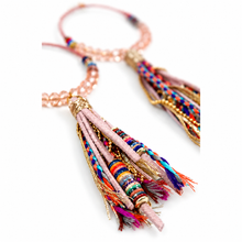 Load image into Gallery viewer, Crystal Beaded Hoop Earrings with Tassel - E001-22T
