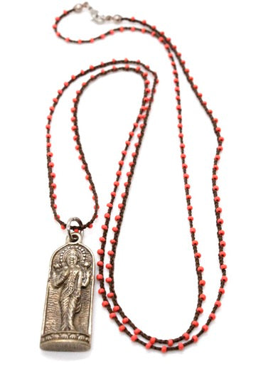 Buddha Necklace 43 - Long Buddha Crochet Necklace - One of a Kind -
