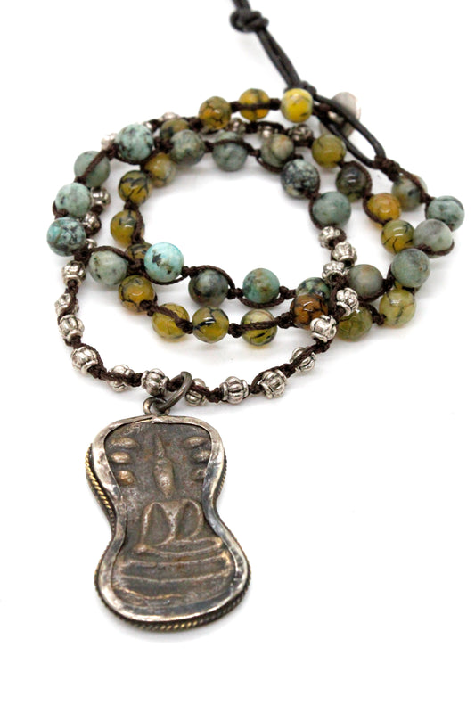 Buddha Necklace 83 - Crochet Necklace / Bracelet Buddha - One of a Kind -