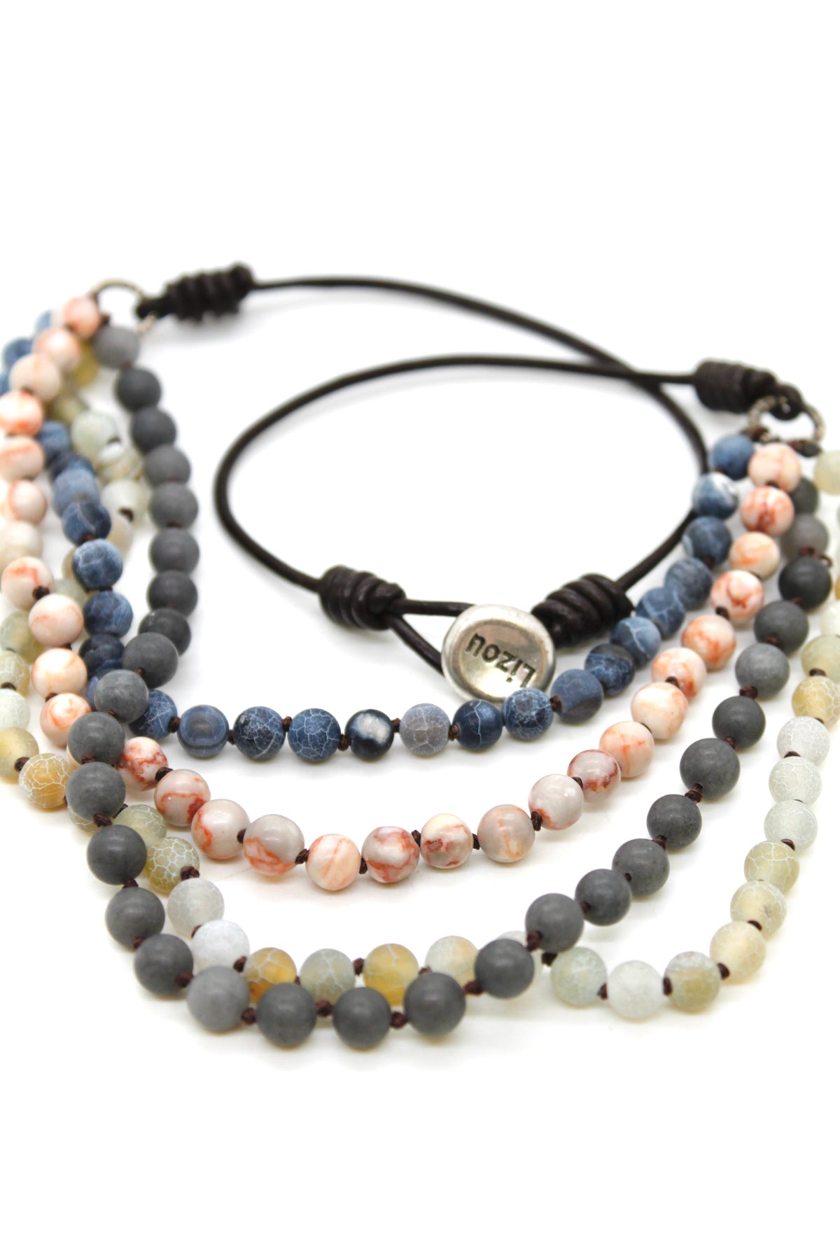 Semi Precious Stone Multi Strand Short Necklace - NLS-M10