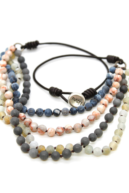 Semi Precious Stone Multi Strand Short Necklace - NLS-M10