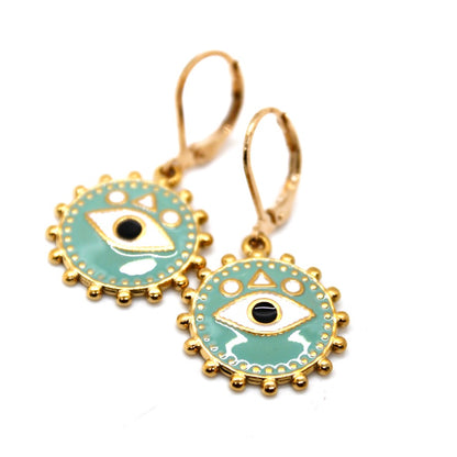 Enamel Evil Eye Earrings - E9-111