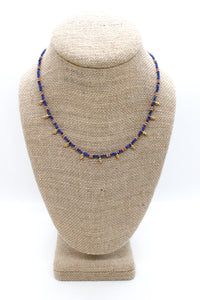 Short Mini Charm Lapis Necklace - N2-2611L