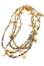 Load image into Gallery viewer, Multi Stone Mix and Mini Gold Coin Wrap Necklace - N2-2617A
