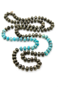Hand-Knotted Ocean Jasper and Pyrite Beaded Necklace - NL-PYJP