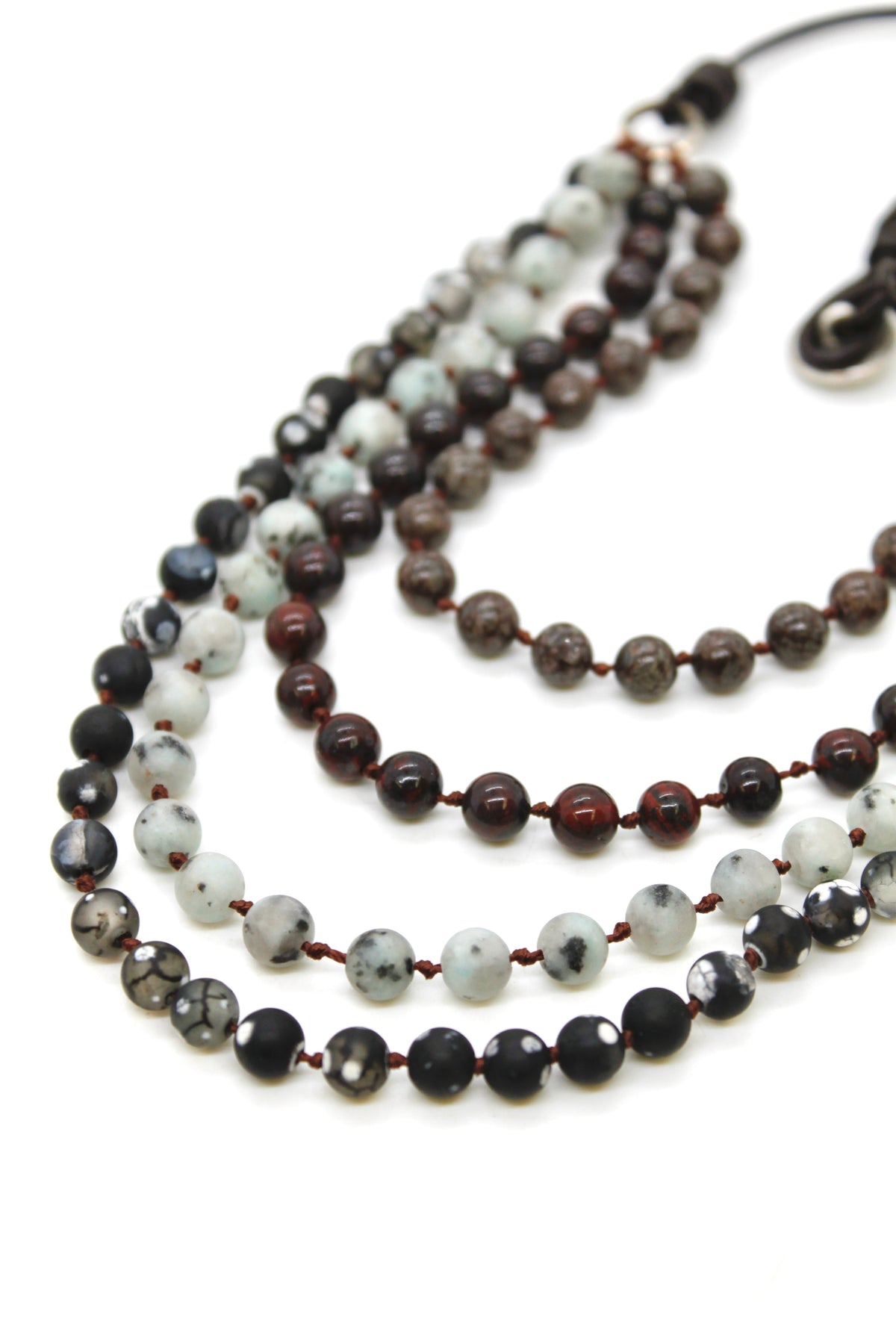 Semi Precious Stone Multi Strand Short Necklace - NLS-M36