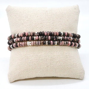 Rhodonite + Silver Bracelet Bundle