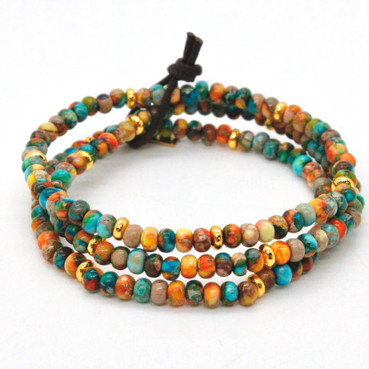Rainbow Jasper 1 + Gold Bracelet Bundle