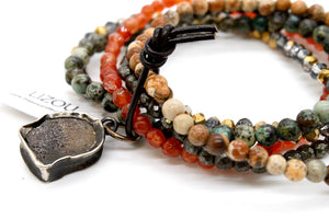 Semi Precious Stone Luxury Bracelet with Ganesh Charm -The Buddha Collection- BL-Mud-3G1