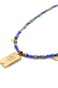 Evil Eye Turquoise Navy Charm Necklace - N2-2620