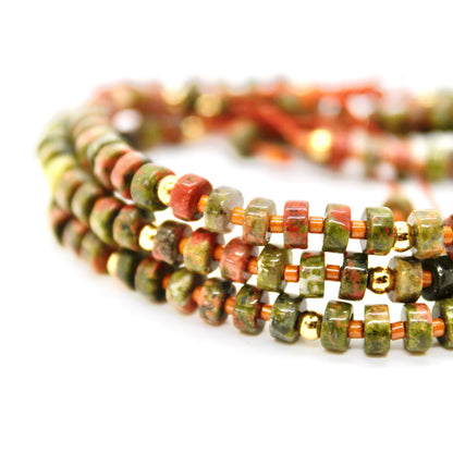 Unakite Single String Bracelet - B7-018B