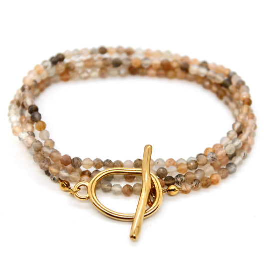 Luxury Faceted Long Suiseki Stone Necklace or Bracelet - N9-312