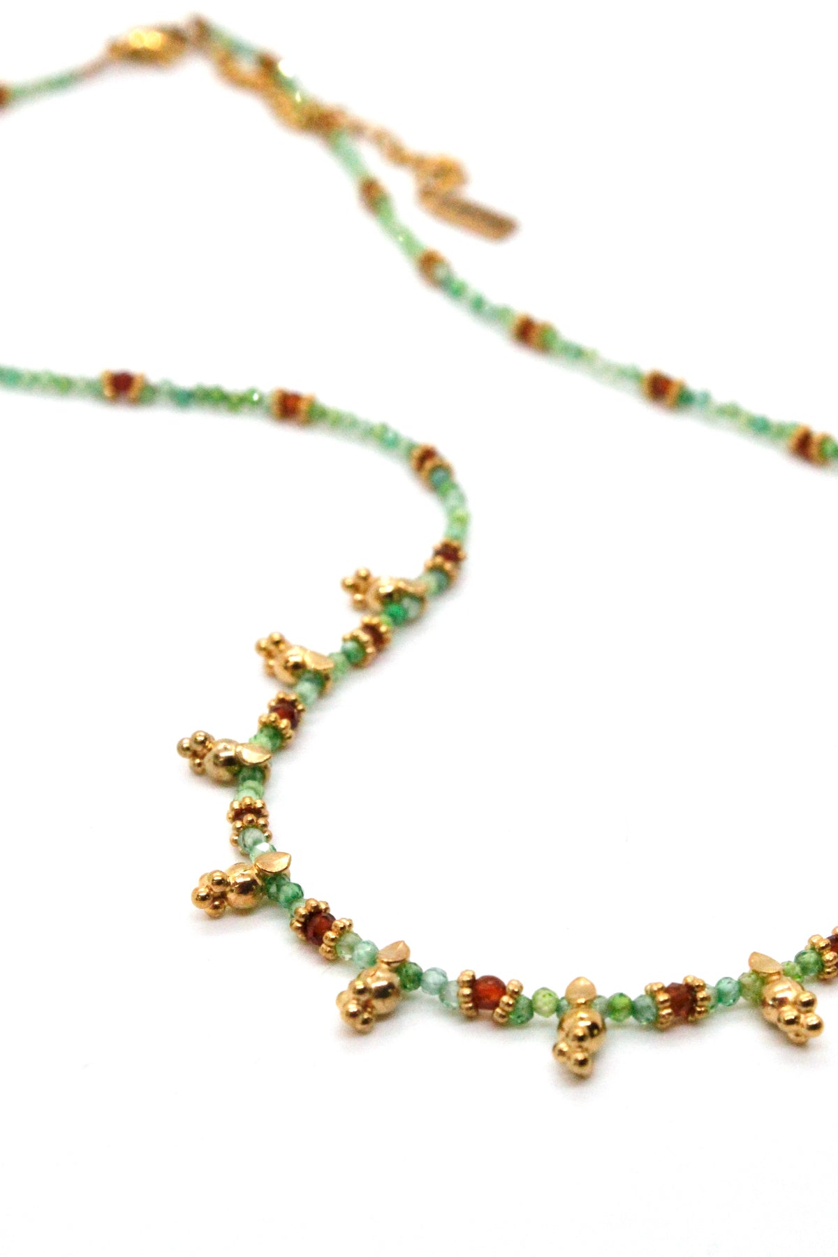 Short Mini Charm Green Zirconium Necklace - N2-2611Z